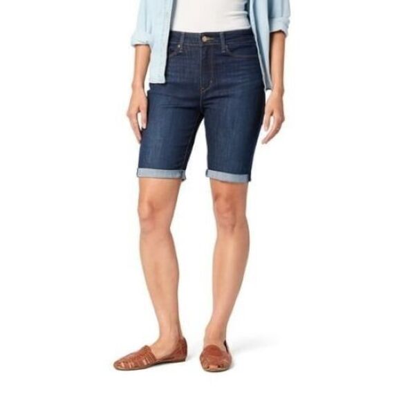 Signature by Levi Strauss Pants - Levi Strauss Signature Bermuda Shorts Womens 16W Blue Dark Wash Cuffed NEW